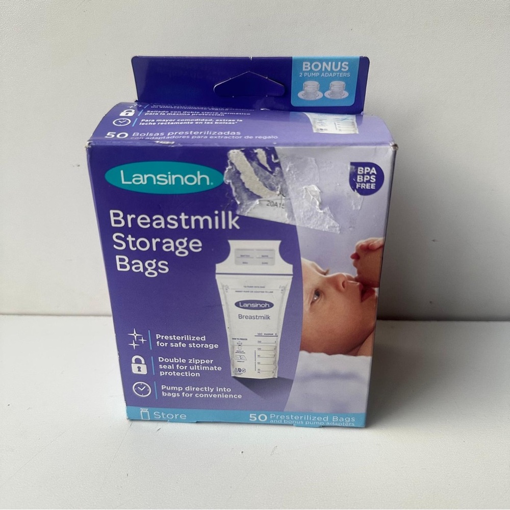 Lansinoh Breastmilk 50 presterilized Storage Bag Per Box Each W. 2 Pump Adaptors